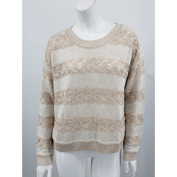 MinkPink Sweater Cream & Metallic Rose Gold Stripe - Picture 1 of 7
